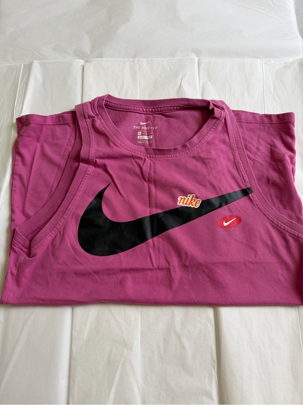 Nike Magenta Tank with Black Swoosh and Red Accent